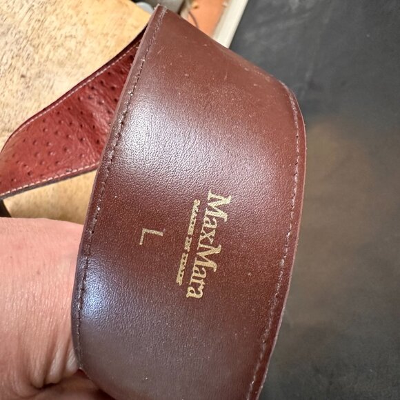 Max Mara Gold Brown Belt Rare Luxury Couture Statement Buckle  Size XL - Picture 2 of 7